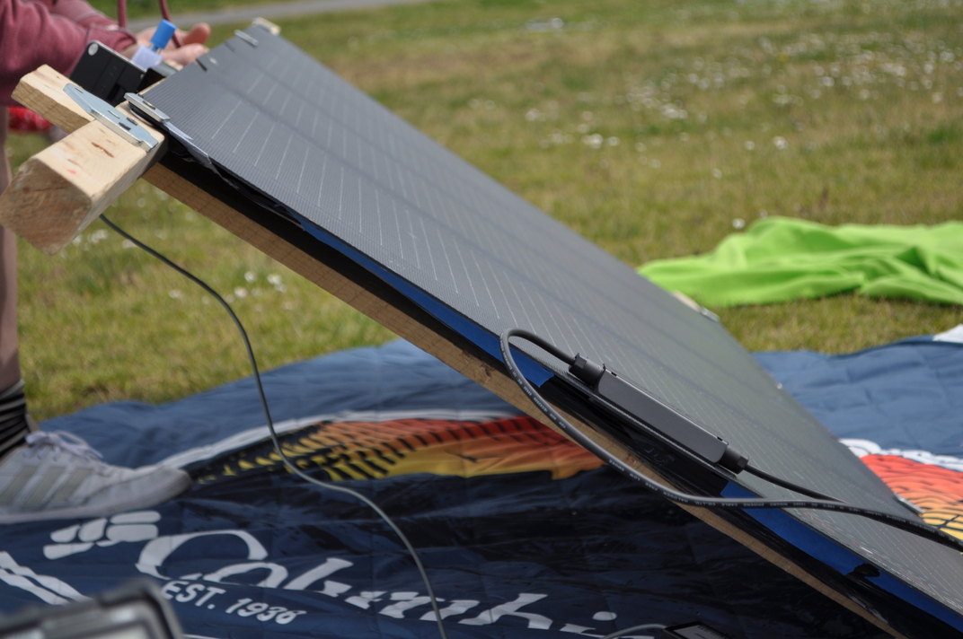 Panel mounted on frame at incident angle